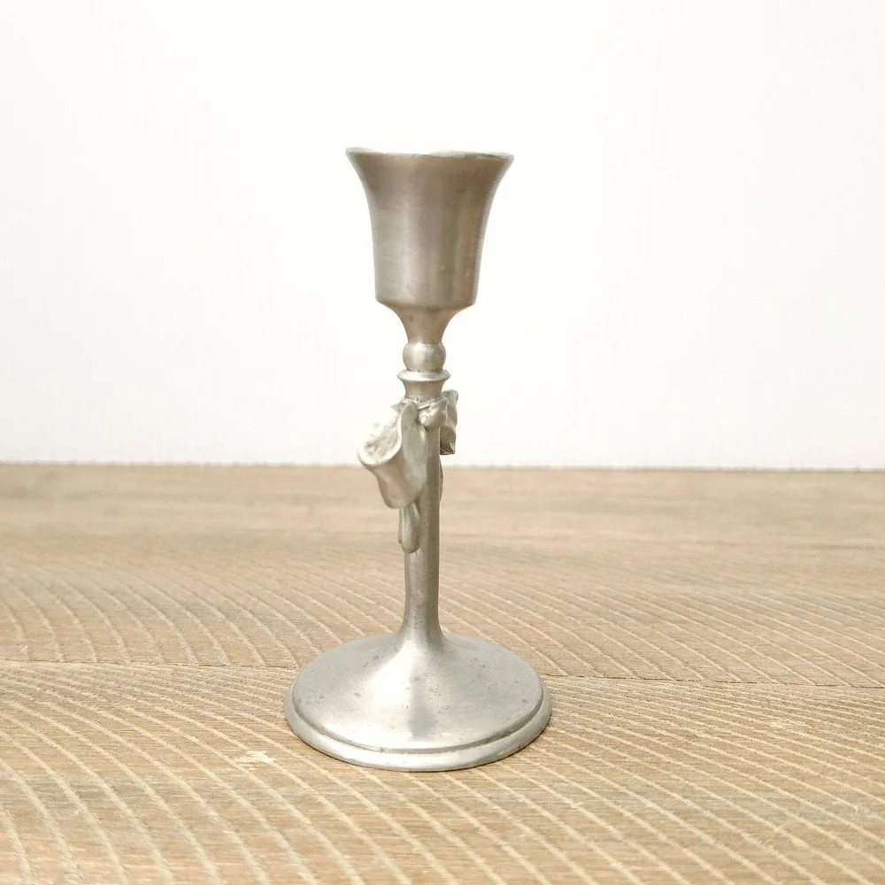 1992 Seagull Pewter Canada Candle Stick Holder Bow 5 Inches